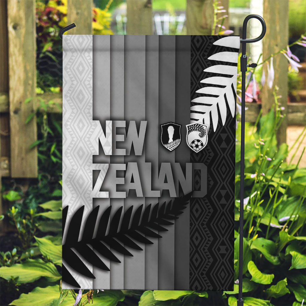 New Zealand Football Garden Flag Silver Fern Maori Pattern Monochrome