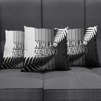 New Zealand Football Pillow Cover Silver Fern Maori Pattern Monochrome