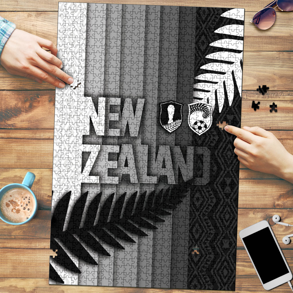 New Zealand Football Puzzle Silver Fern Maori Pattern Monochrome