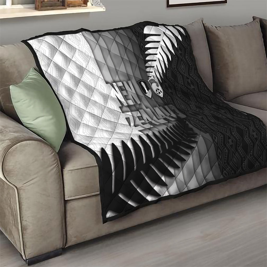 New Zealand Football Quilt Silver Fern Maori Pattern Monochrome