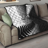 New Zealand Football Quilt Silver Fern Maori Pattern Monochrome