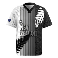 Custom New Zealand Football Rugby Jersey Silver Fern Maori Pattern Monochrome