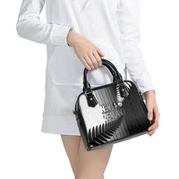 New Zealand Football Shoulder Handbag Silver Fern Maori Pattern Monochrome