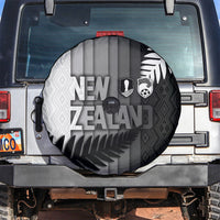 New Zealand Football Spare Tire Cover Silver Fern Maori Pattern Monochrome
