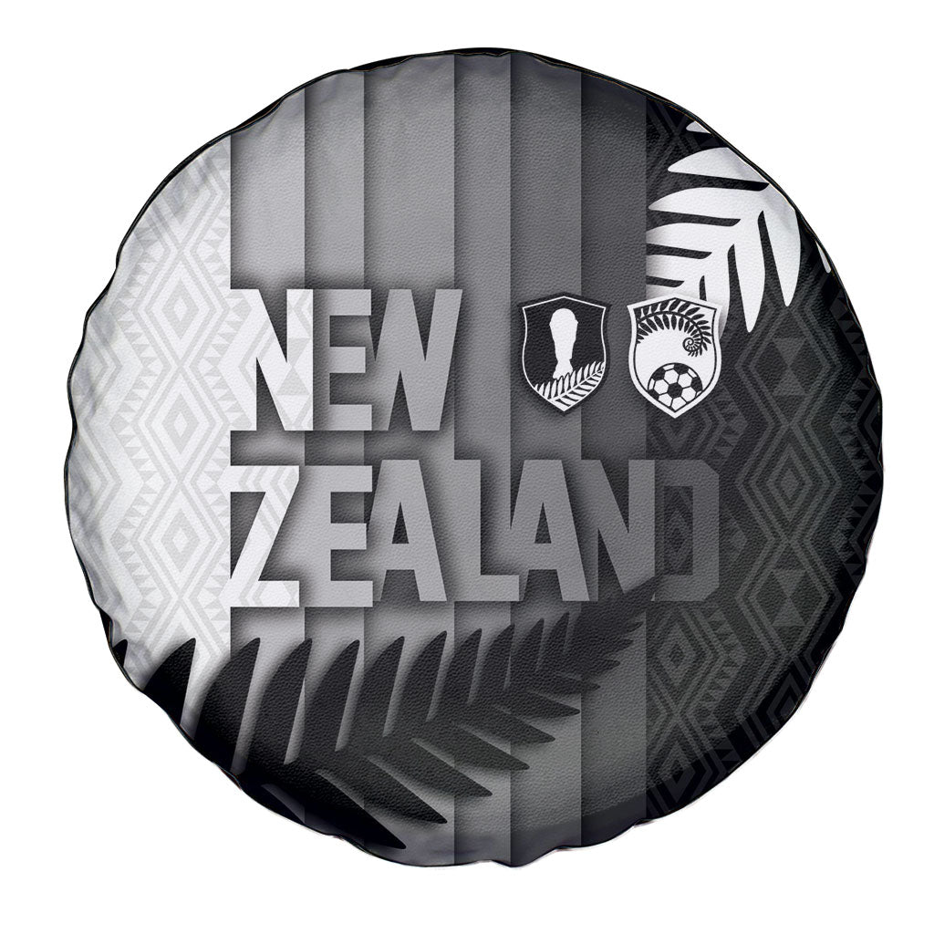 New Zealand Football Spare Tire Cover Silver Fern Maori Pattern Monochrome