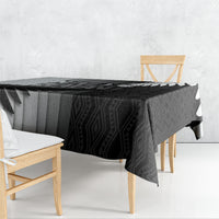 New Zealand Football Tablecloth Silver Fern Maori Pattern Monochrome