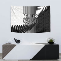 New Zealand Football Tapestry Silver Fern Maori Pattern Monochrome