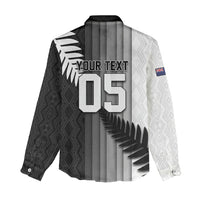 Custom New Zealand Football Women Casual Shirt Silver Fern Maori Pattern Monochrome DT05 - Polynesian Pride