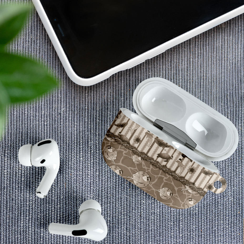 Hawaii Christmas In July AirPods Case Beige Mele Kalikimaka Sea Animals DT05 - Polynesian Pride