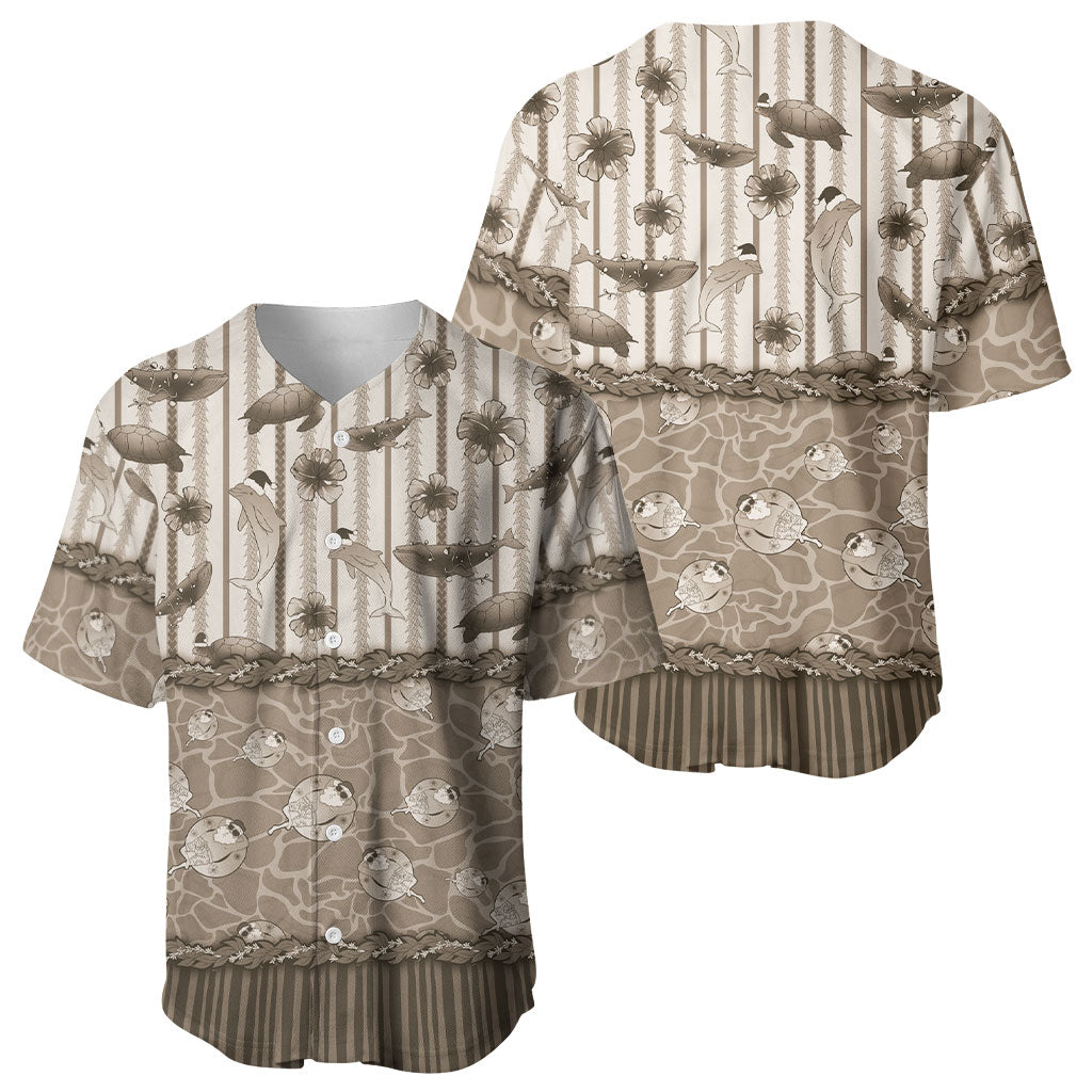 Hawaii Christmas In July Baseball Jersey Beige Mele Kalikimaka Sea Animals