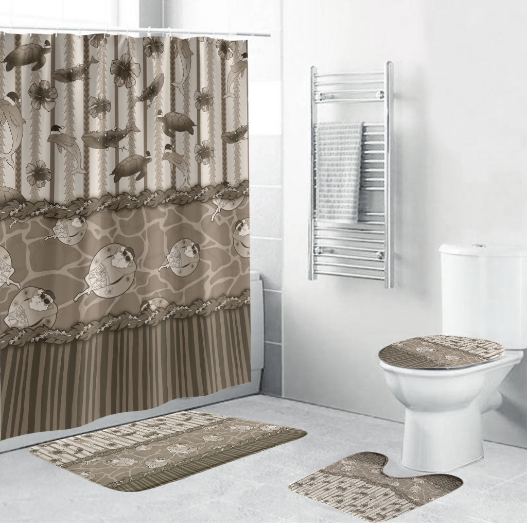 Hawaii Christmas In July Bathroom Set Beige Mele Kalikimaka Sea Animals