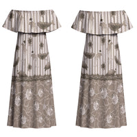 Hawaii Christmas In July Couples Matching Off Shoulder Maxi Dress and Long Sleeve Button Shirt Beige Mele Kalikimaka Sea Animals DT05 - Polynesian Pride