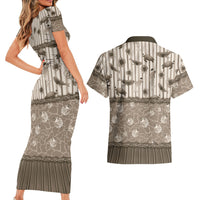 Hawaii Christmas In July Couples Matching Short Sleeve Bodycon Dress and Hawaiian Shirt Beige Mele Kalikimaka Sea Animals DT05 - Polynesian Pride