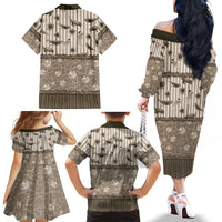 Hawaii Christmas In July Family Matching Off The Shoulder Long Sleeve Dress and Hawaiian Shirt Beige Mele Kalikimaka Sea Animals DT05 - Polynesian Pride