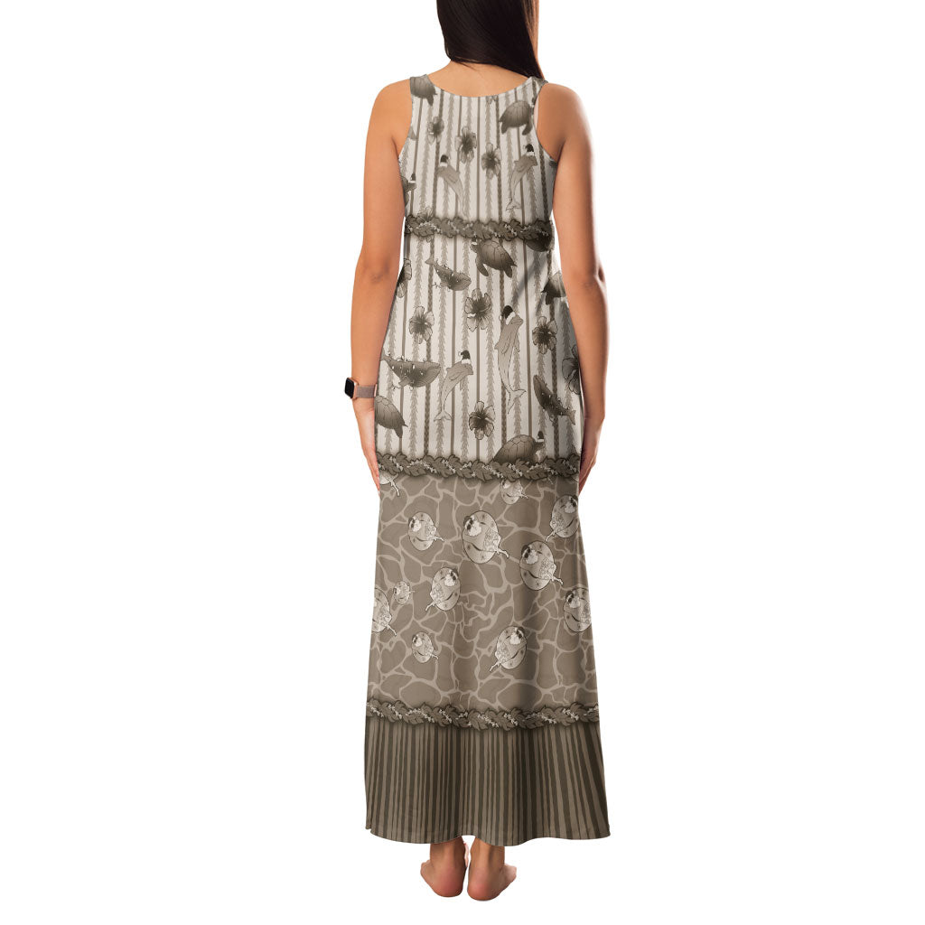 Hawaii Christmas In July Family Matching Tank Maxi Dress and Hawaiian Shirt Beige Mele Kalikimaka Sea Animals DT05 - Polynesian Pride