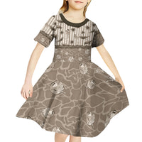 Hawaii Christmas In July Kid Short Sleeve Dress Beige Mele Kalikimaka Sea Animals
