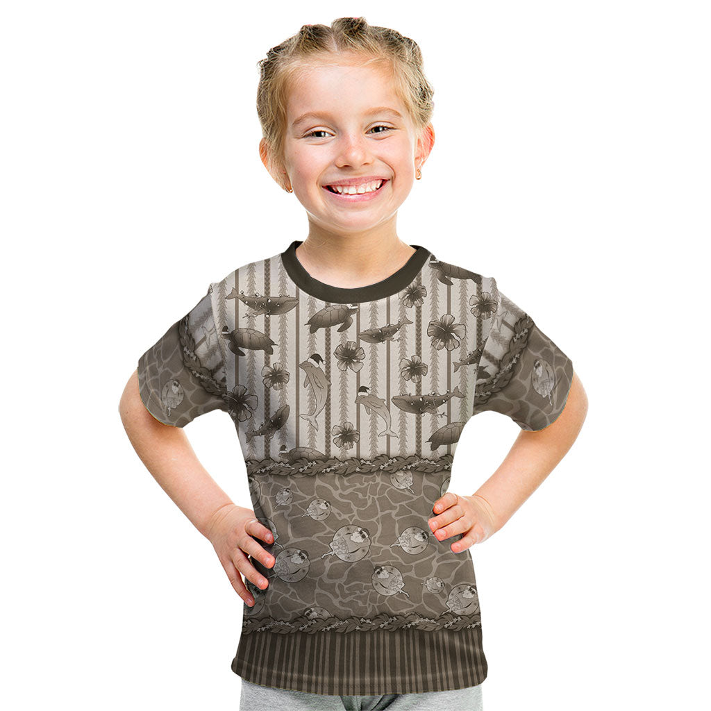 Hawaii Christmas In July Kid T Shirt Beige Mele Kalikimaka Sea Animals