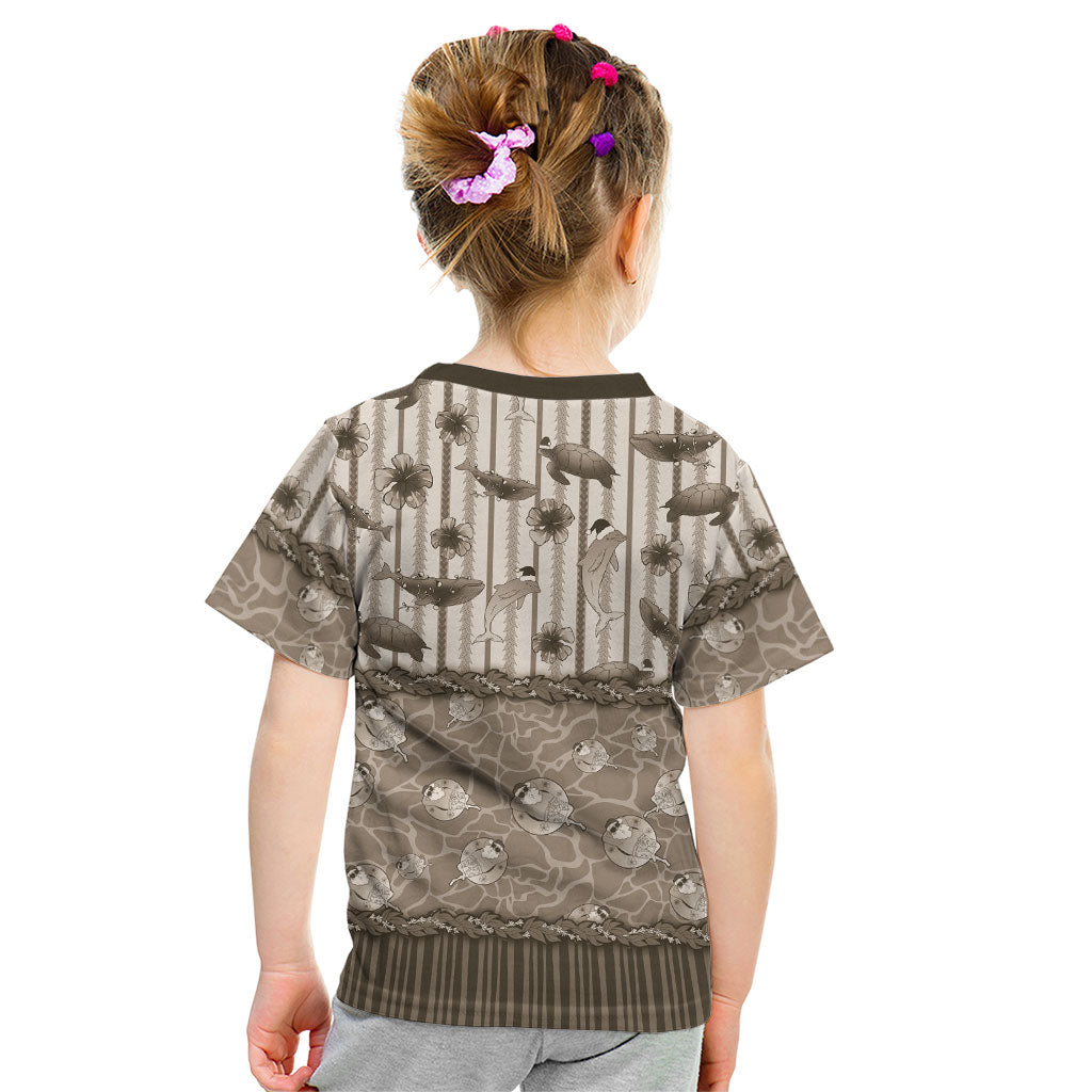 Hawaii Christmas In July Kid T Shirt Beige Mele Kalikimaka Sea Animals