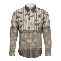 Hawaii Christmas In July Long Sleeve Button Shirt Beige Mele Kalikimaka Sea Animals DT05 Unisex Beige - Polynesian Pride
