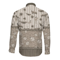 Hawaii Christmas In July Long Sleeve Button Shirt Beige Mele Kalikimaka Sea Animals DT05 - Polynesian Pride