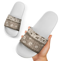 Hawaii Christmas In July Slide Sandals Beige Mele Kalikimaka Sea Animals DT05 - Polynesian Pride