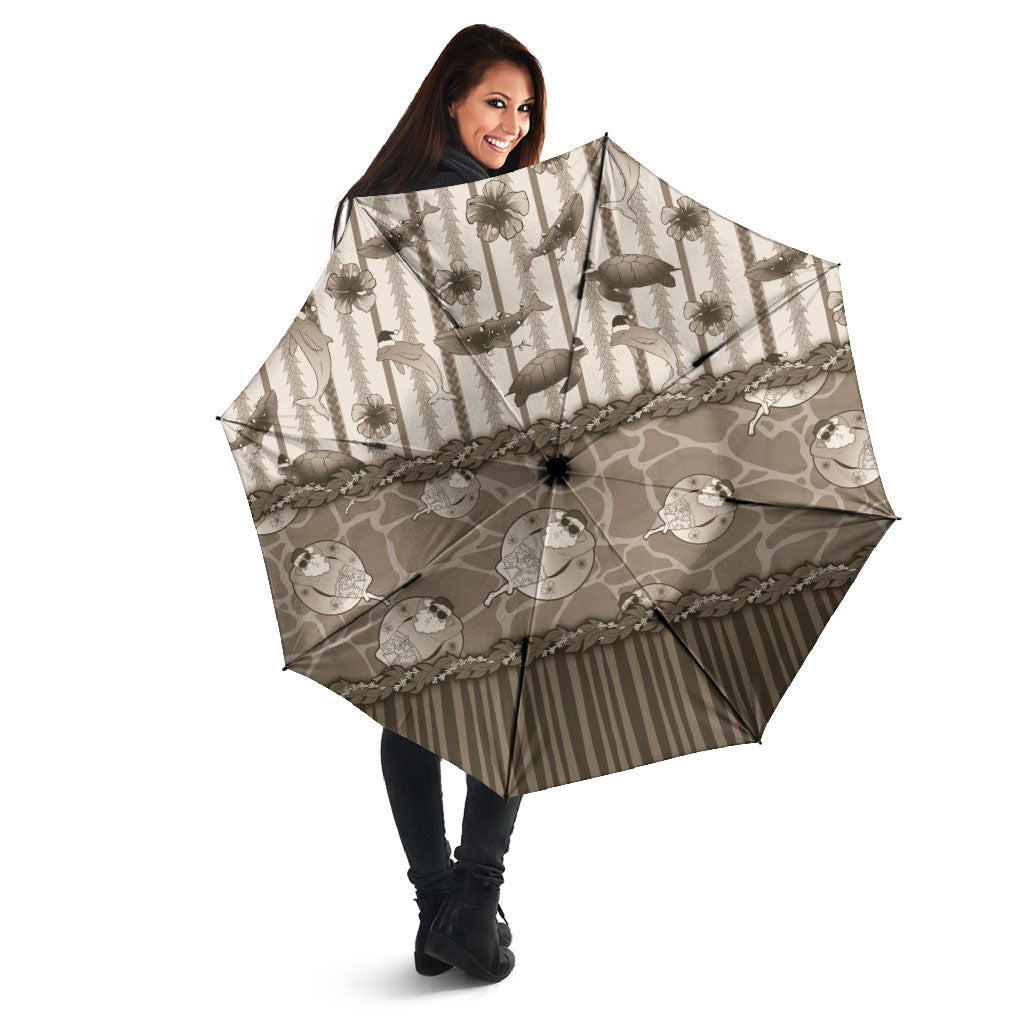 Hawaii Christmas In July Umbrella Beige Mele Kalikimaka Sea Animals DT05 - Polynesian Pride