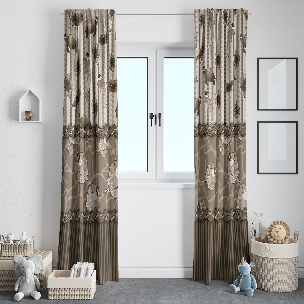 Hawaii Christmas In July Window Curtain Beige Mele Kalikimaka Sea Animals DT05 - Polynesian Pride