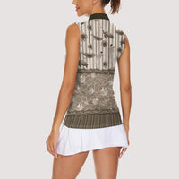 Hawaii Christmas In July Women Sleeveless Polo Shirt Beige Mele Kalikimaka Sea Animals DT05 - Polynesian Pride
