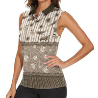 Hawaii Christmas In July Women Sleeveless Polo Shirt Beige Mele Kalikimaka Sea Animals DT05 - Polynesian Pride