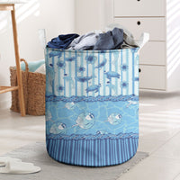 Hawaii Christmas In July Laundry Basket Sky Blue Mele Kalikimaka Sea Animals DT05 Blue - Polynesian Pride