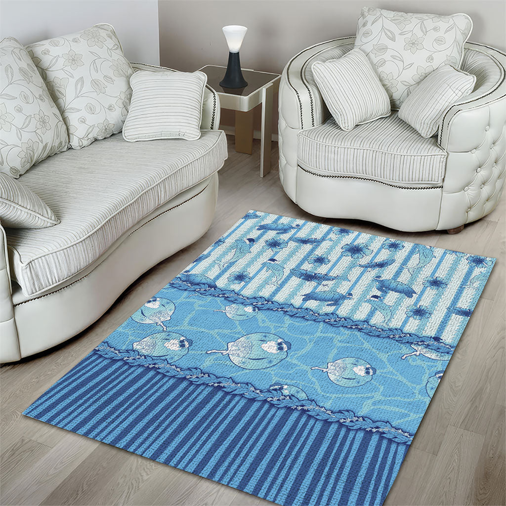 Hawaii Christmas In July Area Rug Sky Blue Mele Kalikimaka Sea Animals