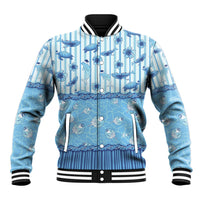 Hawaii Christmas In July Baseball Jacket Sky Blue Mele Kalikimaka Sea Animals DT05 Unisex Blue - Polynesian Pride