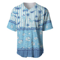 Hawaii Christmas In July Baseball Jersey Sky Blue Mele Kalikimaka Sea Animals DT05 Blue - Polynesian Pride