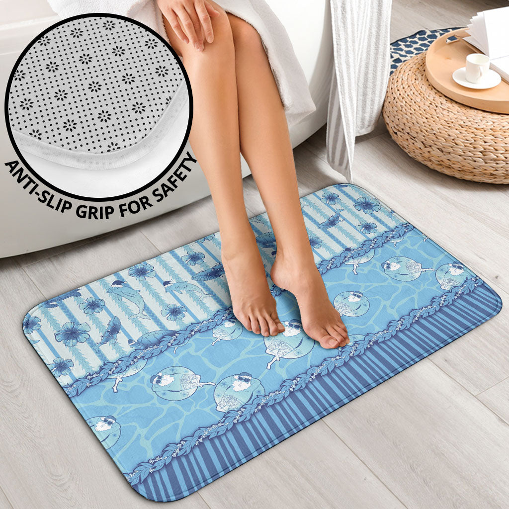Hawaii Christmas In July Bathroom Set Sky Blue Mele Kalikimaka Sea Animals DT05 - Polynesian Pride