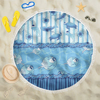 Hawaii Christmas In July Beach Blanket Sky Blue Mele Kalikimaka Sea Animals DT05 One Size 150cm Blue - Polynesian Pride