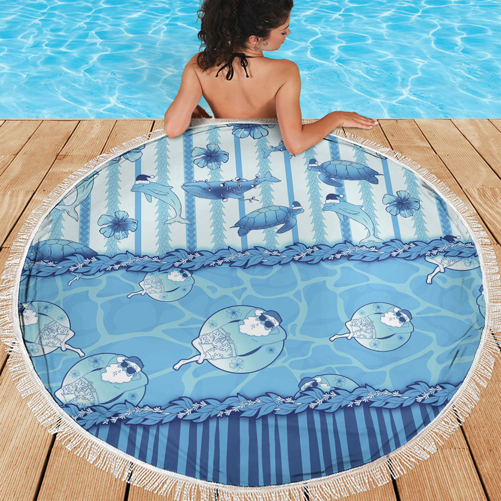 Hawaii Christmas In July Beach Blanket Sky Blue Mele Kalikimaka Sea Animals DT05 - Polynesian Pride