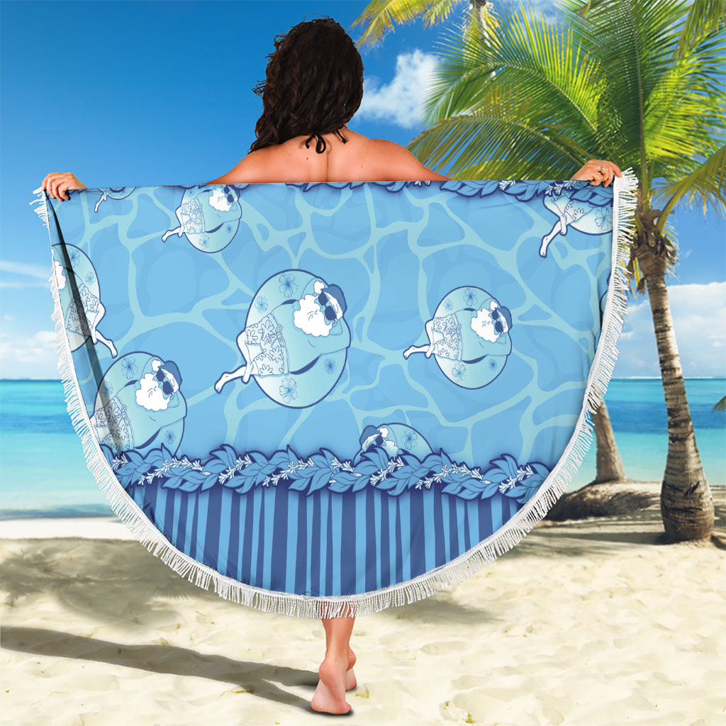 Hawaii Christmas In July Beach Blanket Sky Blue Mele Kalikimaka Sea Animals DT05 - Polynesian Pride