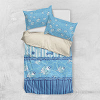 Hawaii Christmas In July Bedding Set Sky Blue Mele Kalikimaka Sea Animals