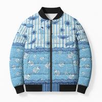 Hawaii Christmas In July Bomber Puffer Jacket Sky Blue Mele Kalikimaka Sea Animals DT05 Unisex Blue - Polynesian Pride