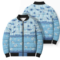 Hawaii Christmas In July Bomber Puffer Jacket Sky Blue Mele Kalikimaka Sea Animals DT05 - Polynesian Pride