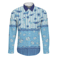 Hawaii Christmas In July Family Matching Mermaid Dress and Hawaiian Shirt Sky Blue Mele Kalikimaka Sea Animals DT05 Dad's Shirt - Long Sleeve Blue - Polynesian Pride