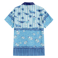Hawaii Christmas In July Family Matching Off Shoulder Short Dress and Hawaiian Shirt Sky Blue Mele Kalikimaka Sea Animals DT05 - Polynesian Pride