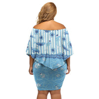 Hawaii Christmas In July Family Matching Off Shoulder Short Dress and Hawaiian Shirt Sky Blue Mele Kalikimaka Sea Animals DT05 - Polynesian Pride
