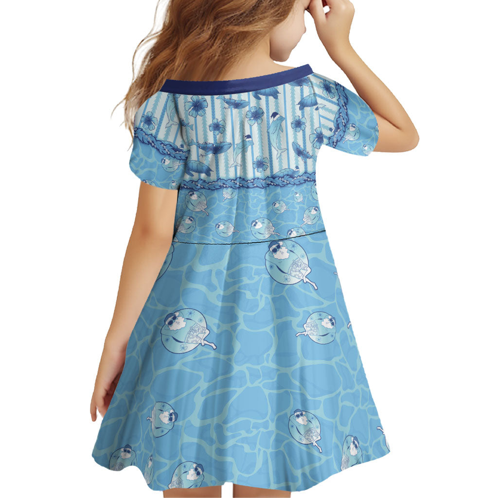 Hawaii Christmas In July Family Matching Puletasi and Hawaiian Shirt Sky Blue Mele Kalikimaka Sea Animals DT05 - Polynesian Pride