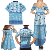 Hawaii Christmas In July Family Matching Summer Maxi Dress and Hawaiian Shirt Sky Blue Mele Kalikimaka Sea Animals DT05 - Polynesian Pride
