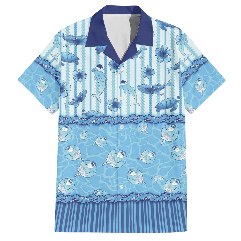 Hawaii Christmas In July Hawaiian Shirt Sky Blue Mele Kalikimaka Sea Animals