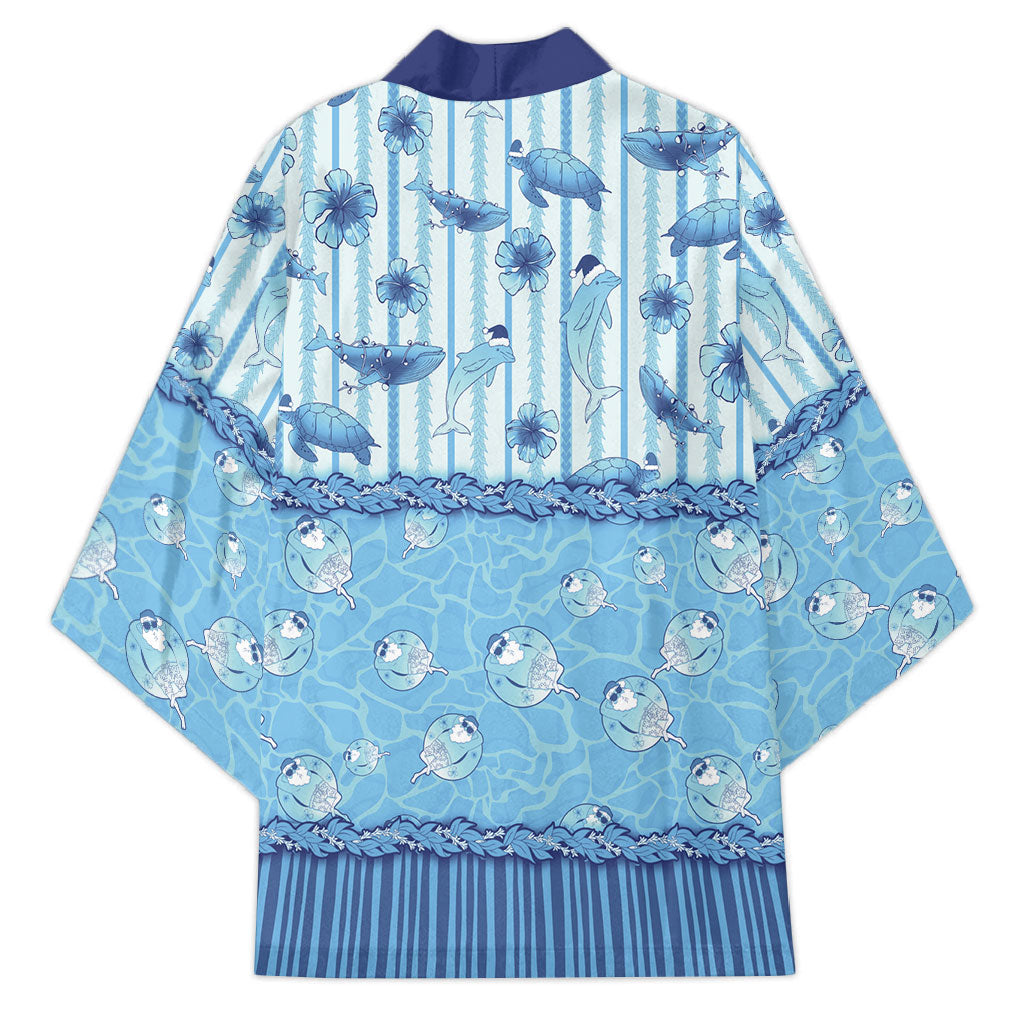 Hawaii Christmas In July Kimono Sky Blue Mele Kalikimaka Sea Animals DT05 - Polynesian Pride
