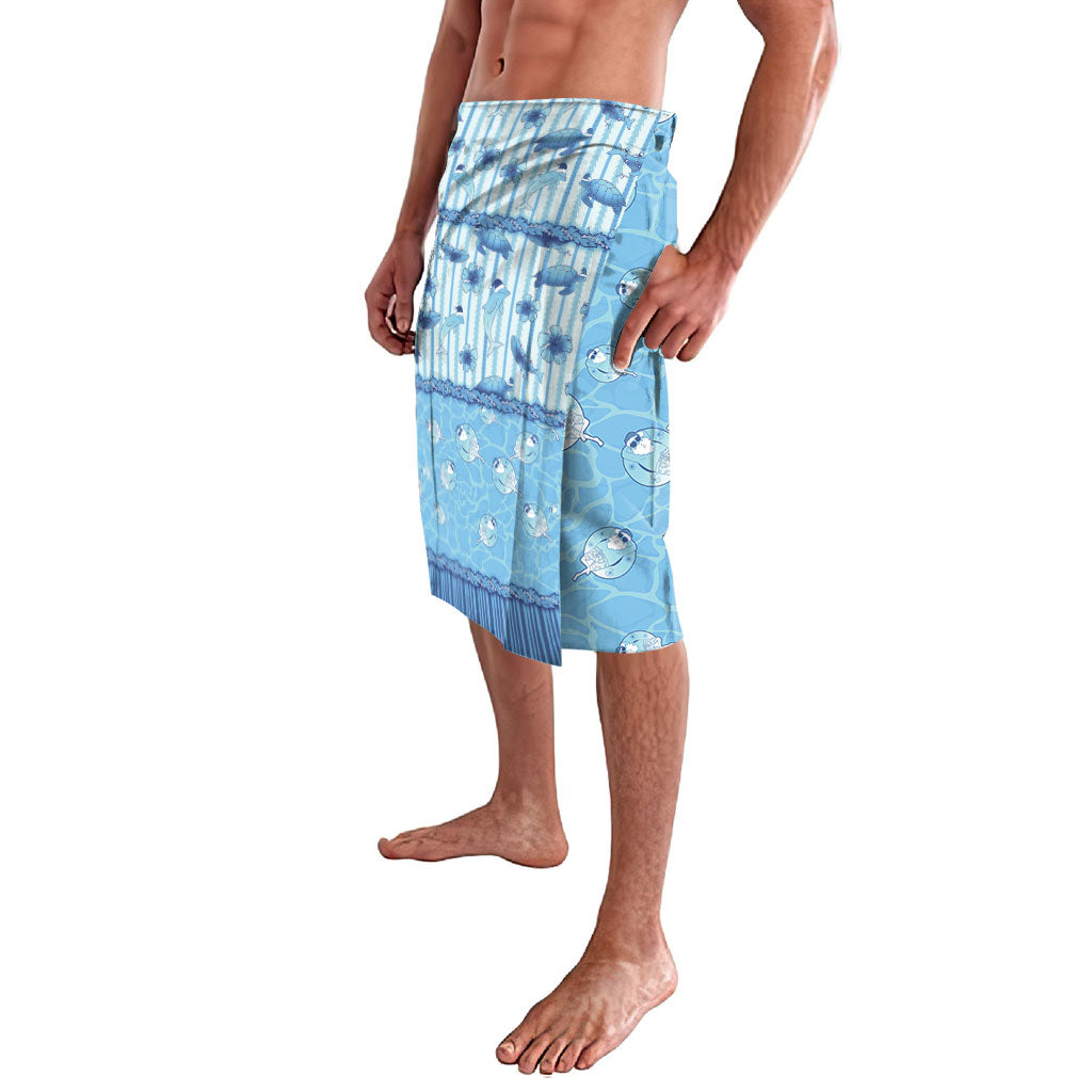 Hawaii Christmas In July Lavalava Sky Blue Mele Kalikimaka Sea Animals DT05 - Polynesian Pride