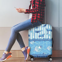 Hawaii Christmas In July Luggage Cover Sky Blue Mele Kalikimaka Sea Animals