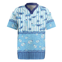 Hawaii Christmas In July Rugby Jersey Sky Blue Mele Kalikimaka Sea Animals DT05 Blue - Polynesian Pride